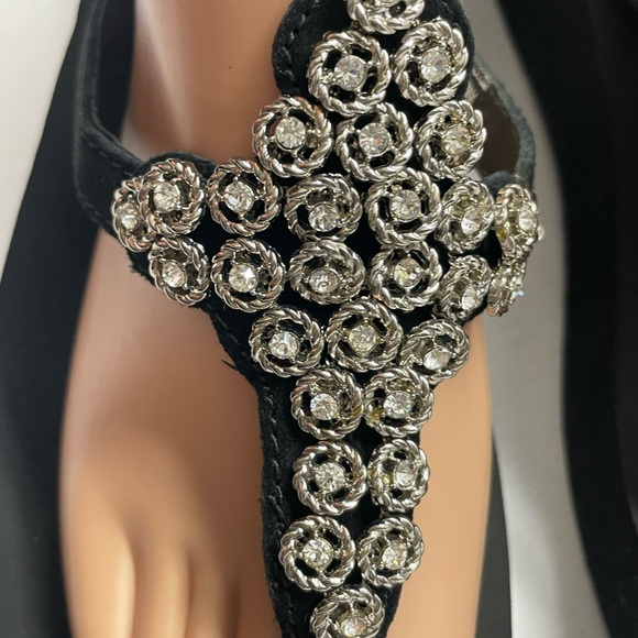 Elegant Black Rhinestone yellow box sandals - Picture 4 of 7